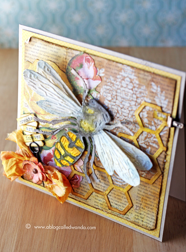 Layered Bee card by Wanda Guess - Sizzix and Tim Holtz products