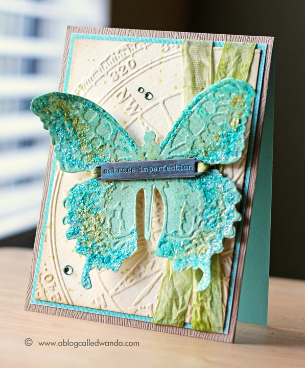 Tim Holtz Layered Butterfly card by Wanda Guess