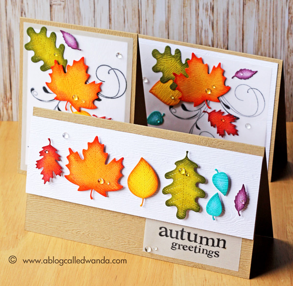 Lawn Fawn Stitched Leaves with Distress Inks. Card by Wanda Guess Lawn Fawn Stitched Leaves with Distress Inks. Card by Wanda Guess