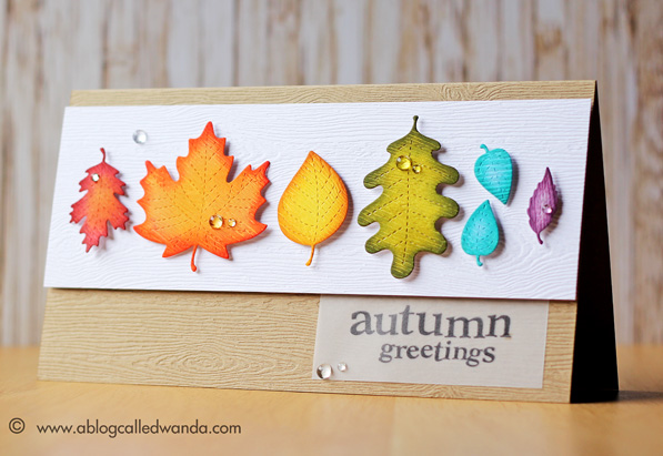 Rainbow leaves card by Wanda Guess. Distress Inks and Lawn Fawn Stitched Leaves Dies Rainbow leaves card by Wanda Guess. Distress Inks and Lawn Fawn Stitched Leaves Dies