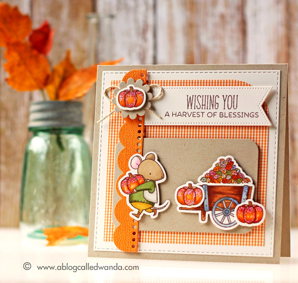 MFT Stamps Harvest Mouse. Fall card by Wanda Guess