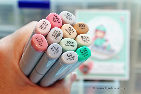 Copic Marker coloring - card by Wanda Guess. MFT stamps