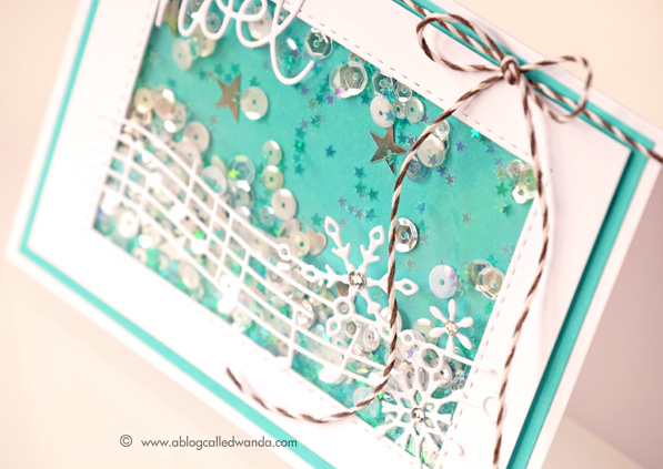 Simon Says Stamp Jingle Snowflakes die. From all of us release. Shaker card. By Wanda Guess #sssfave
