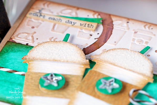 lucky clover distress ink - coffee cups! Tim Holtz products. card by Wanda Guess