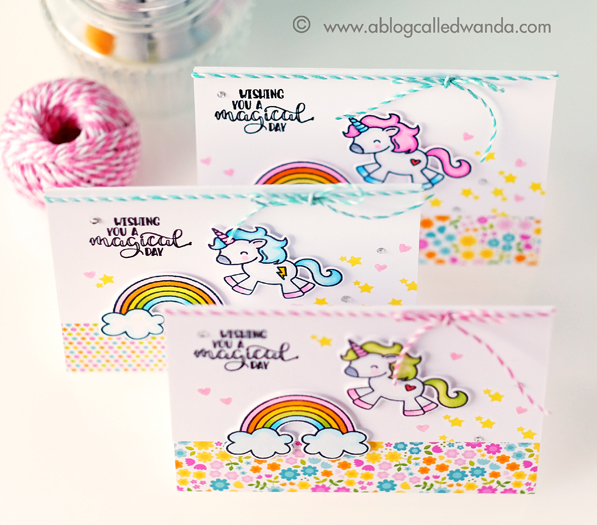 1 AVERY ELLE BE A UNICORN STAMP SET. DOODLEBUG PAPER. CARD BY WANDA GUESS