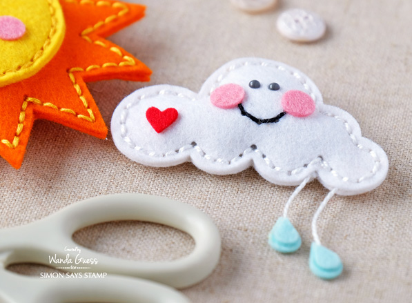 1 SIMON SAYS STAMP SPRING PLUSH FELT SUN AND CLOUD BY WANDA GUESS