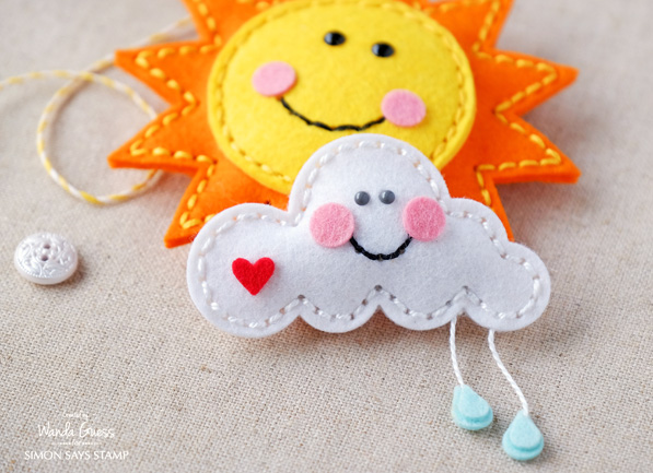 1 SIMON SAYS STAMP SPRING PLUSH FELT SUN AND CLOUD BY WANDA GUESS