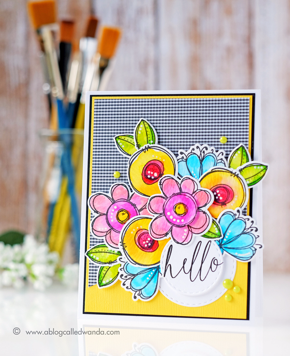 WPLUS9 Doodle Buds stamp set. Card by Wanda Guess