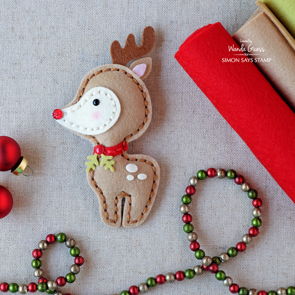 Simon Says Stamp Plush Deer die. Felt project by Wanda Guess