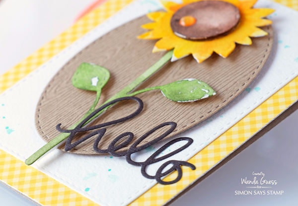 Watercolor Sunflower Card. SSS dies and Gansai Tambi watercolors. Card by Wanda Guess