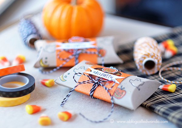 Hero Arts Planner Stamps. Blog Hop. Halloween Treats with Pillow Box Punch Board. Project by Wanda Guess