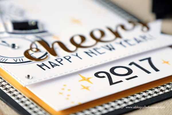 Hero Arts My Monthly Hero Kit. December 2016 Blog Hop. Project by Wanda Guess. New Year card for 2017. Cheers!