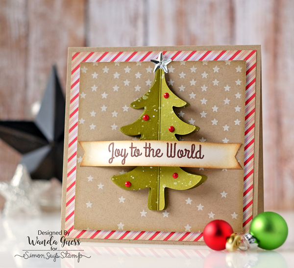 SIMON SAYS STAMP FOLD OVER TREE DIE. DIECEMBER 2016. CARD BY WANDA GUESS