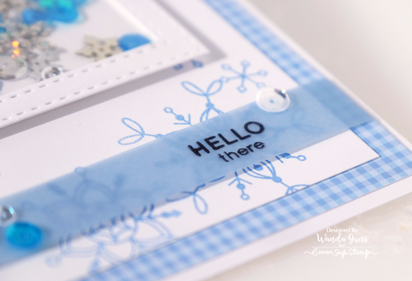 Simon Says Stamp January 2017 Card Kit. Frozen Fractals Stamp Set. Snowflakes. Shaker card by Wanda Guess