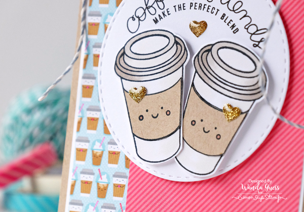 Simon Says Stamp February 2017 Card Kit. Coffee and Tea. Doodlebug papers. Card by Wanda Guess