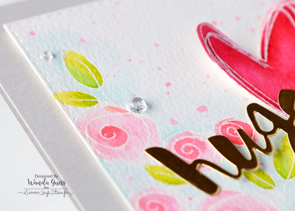 SIMON SAYS STAMP ROSES FOR YOU STAMP SET. ZIG CLEAN COLOR MARKERS. VALENTINE CARD, HUGS DIE. WATERCOLOR TECHNIQUE. WANDA GUESS SIMON SAYS STAMP ROSES FOR YOU STAMP SET. ZIG CLEAN COLOR MARKERS. VALENTINE CARD, HUGS DIE. WATERCOLOR TECHNIQUE. WANDA GUESS