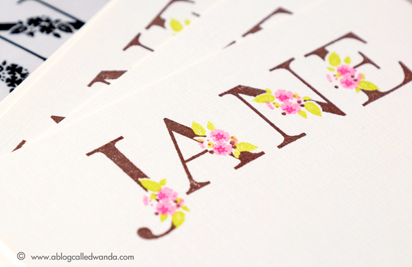 PTI Botanical Letters stamps. March 2017 Release. Notecards by Wanda Guess