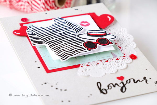 Hero Arts Ooh La La stamp set and Dies. Heart Infinity Dies. Project by Wanda Guess for A Blog Named Hero Blog Hop