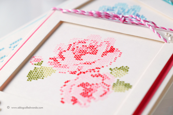 Waffle Flower Stitched Roses cards by Wanda Guess. Distress Inks and MISTI