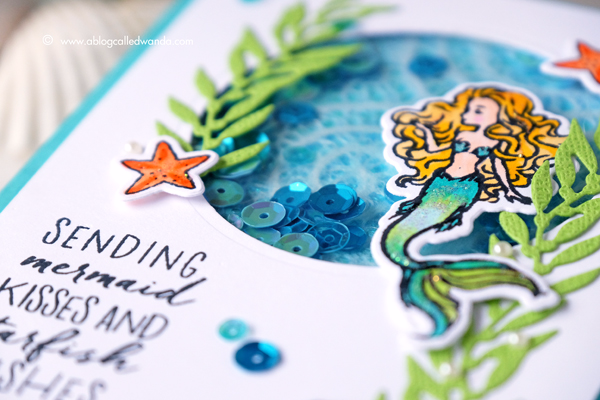 My Monthly Hero May 2017 Hero Arts Card Kit. Mermaids and Ocean theme. Copic Coloring. Project by Wanda Guess