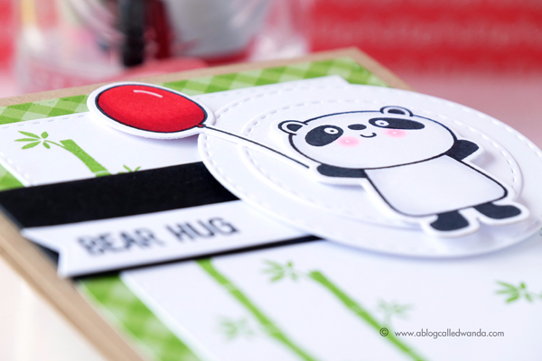 My Favorite Things Happy Pandas! MFT Sketch challenge. Card by Wanda Guess. Copic coloring