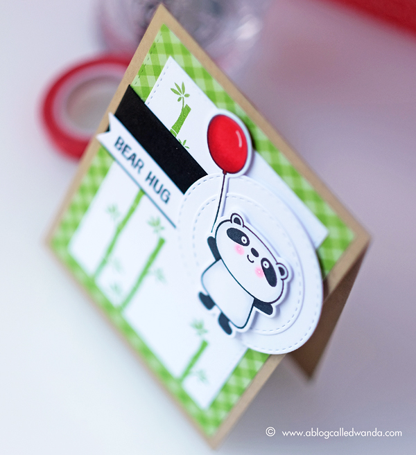 My Favorite Things Happy Pandas! MFT Sketch challenge. Card by Wanda Guess. Copic coloring