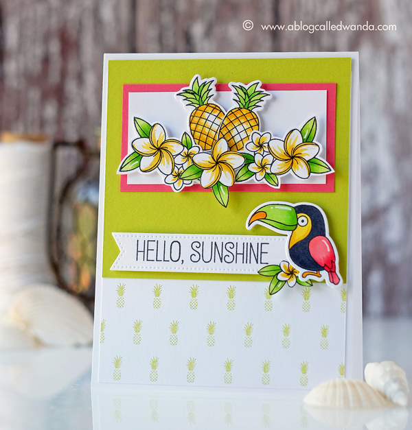 MFT stamps Sketch Challenge. Polynesian Paradise stamp set. Tropical card by Wanda Guess. MFT Guest Designer