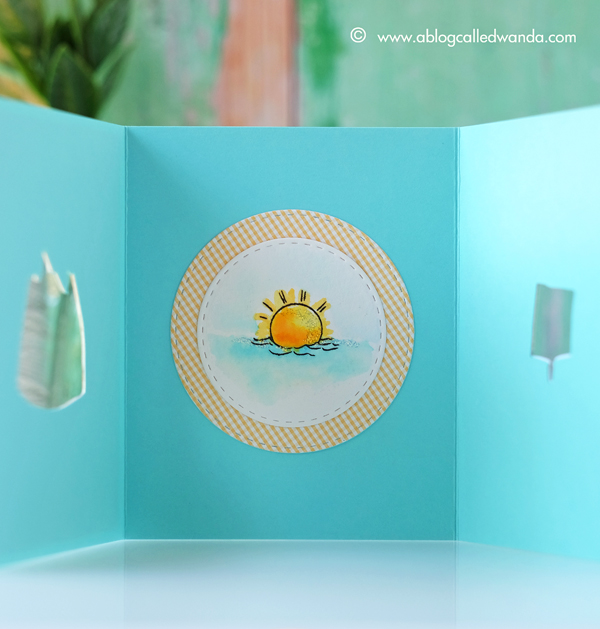 Art Impression Tryfolds stamps. Seas The Day. Card by Wanda Guess. Zig clean color brush markers