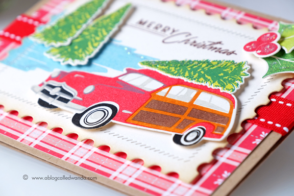 Papertrey Ink On the Wagon stamp set. New Release July 2017. Vintage Christmas card by Wanda Guess. PTI design team.