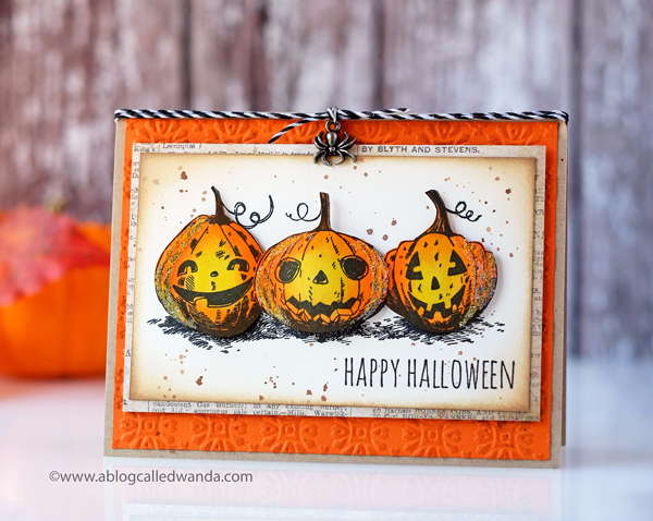 Tim Holtz Pumpkin Stamps. Pumpkinhead. Vintage Halloween Card. Distress Inks