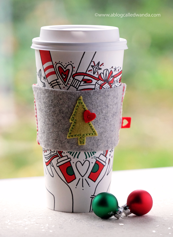 Coffee Cozy felt project for the holidays. Papertrey Ink 