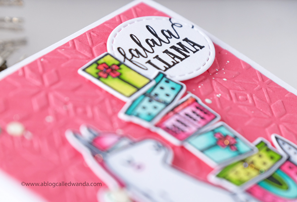 Llama stamps and dies. Presents, Christmas card