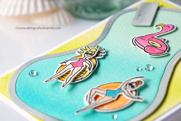 swimming pool card with water colors and pool floats swimming pool card with water colors and pool floats