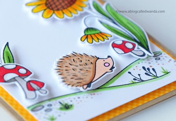 Waffle Flower Autumn Time stamp set. Hedgehog. Big Bear and Bird designs
