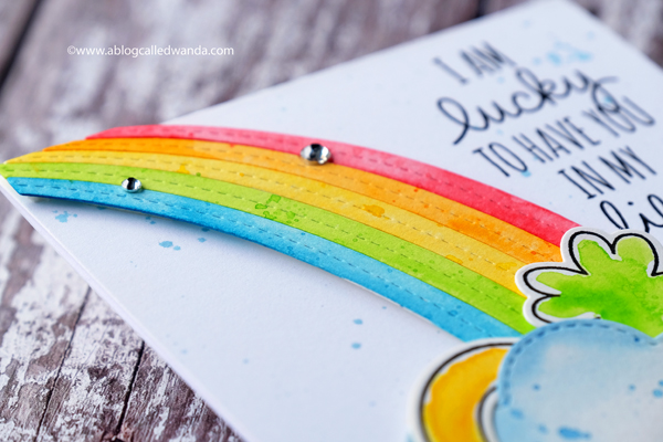 watercolor rainbow with MFT stamps and dies