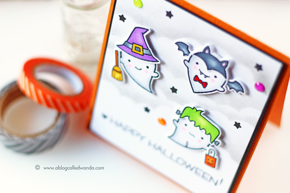 Lawnscaping Challenge! Halloween card using Lawn Fawn stamps - by Wanda Guess. Booyah stamp set