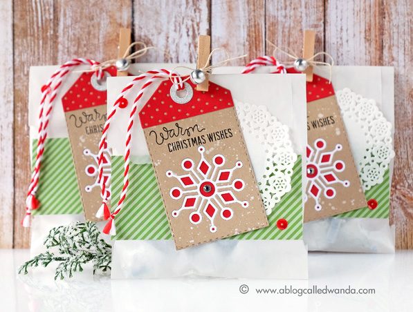 Christmas treat bags using Simon Says Stamp dies and stamps. Made by Wanda Guess #sssfave