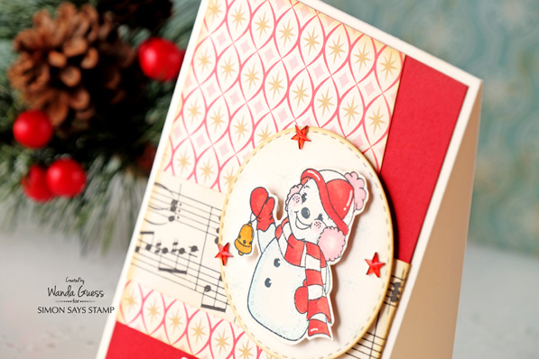 Retro Christmas Card. Made by Wanda Guess. Simon Says Stamp dies and stamps. #sssfave
