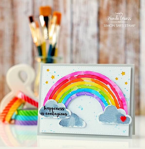 Rainbow Watercolor Card. New release from Simon Says Stamp. Card by Wanda Guess.