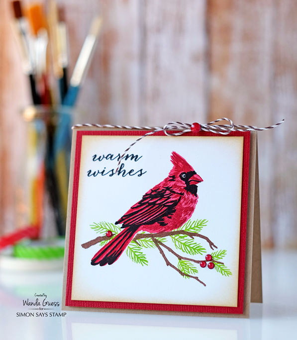 Hero Arts Layering Cardinal stamp set. Masterpiece Box project. Card by Wanda Guess