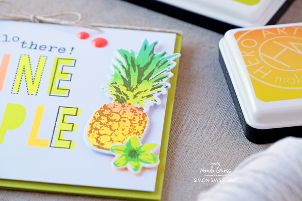 Hero Arts Layering Pineapple Stamps and Ombre Neon Ink Pads. Card by Wanda Guess