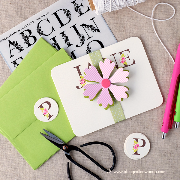 PTI Botanical Letters stamps. March 2017 Release. Notecards by Wanda Guess