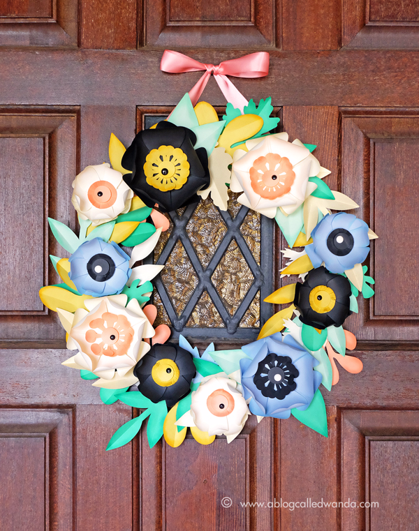 Paper Source Pastel Petals Wreath Kit. Project by Wanda Guess