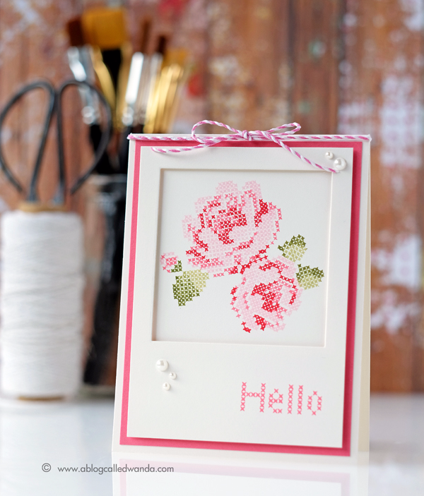 Waffle Flower Stitched Roses cards by Wanda Guess. Distress Inks and MISTI
