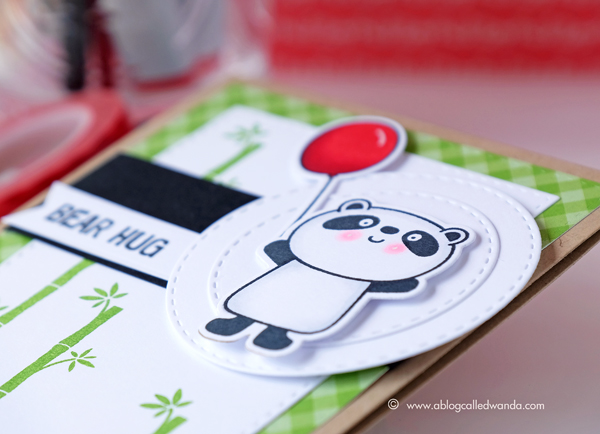 My Favorite Things Happy Pandas! MFT Sketch challenge. Card by Wanda Guess. Copic coloring
