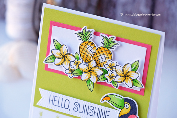 MFT stamps Sketch Challenge. Polynesian Paradise stamp set. Tropical card by Wanda Guess. MFT Guest Designer