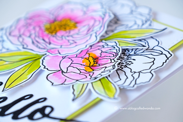 WPlus9 Modern Peonies stamp set. Card by Wanda Guess. Zig Clean Color markers watercolor. WPlus9 Modern Peonies stamp set. Card by Wanda Guess. Zig Clean Color markers watercolor.