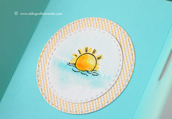 Art Impression Tryfolds stamps. Seas The Day. Card by Wanda Guess. Zig clean color brush markers