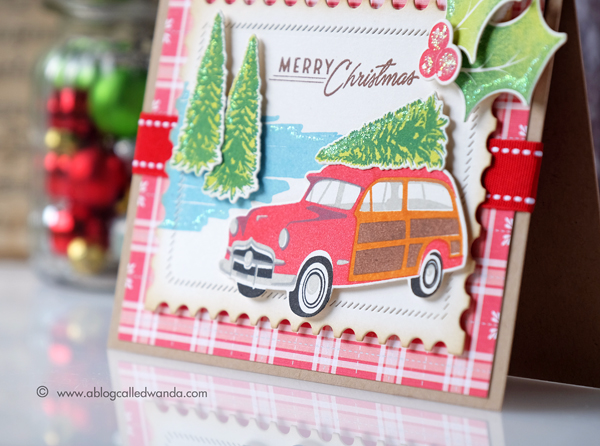 Papertrey Ink On the Wagon stamp set. New Release July 2017. Vintage Christmas card by Wanda Guess. PTI design team.