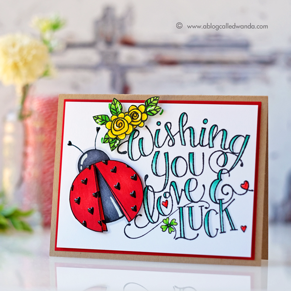 Tammy Tutterow for Spellbinders ladybug luck stamps